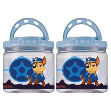 Imagem de 2 Pote Infantil Plástico Lancheira Com Alça Patrulha Canina - Bandeira