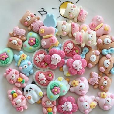 Imagem de Conjunto fofo de pingentes de geleca de primavera, berloques de geleca a granel misturados flatback 3D conjunto de pingentes de resina para bricolage joias de resina decoração de grampo de cabelo, 40