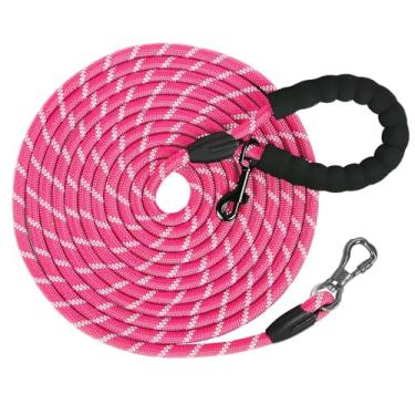 Imagem de Coleira longa para treinamento de cães 16 pés/20 pés/30 pés/50 pés/30 pés, coleira refletiva com gancho bloqueável, corda de amarração de chumbo para cães grandes, médios e pequenos ao ar livre