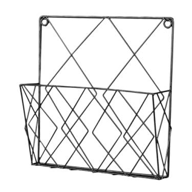 Imagem de FytStycale Porta-revistas de parede, porta-revistas, estante de livros, porta-arquivos moderno de arte em ferro, porta-brochuras para decoração de casa, Preto