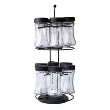 Imagem de Porta Condimento Giratório Aramado De Vidro Com 12 Peças