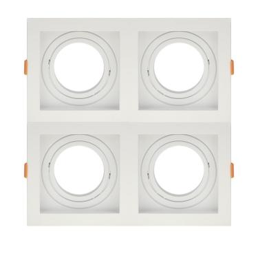 Imagem de Spot De Embutir Quadrado Recuado Quadruplo Par 30 Direcionável Branco