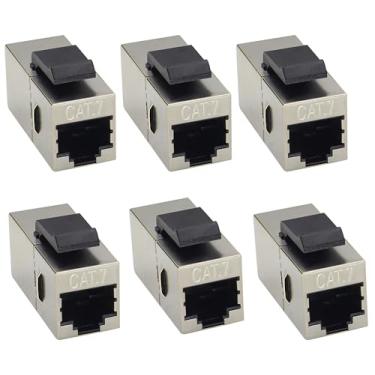 Imagem de AAOTOKK Acoplador Ethernet CAT7 Keystone Jack (pacote com 2) - Cat7 RJ45 fêmea para fêmea - 10Gbps - Acoplador em linha UTP