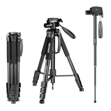 Imagem de Tripé Monopé 2 Em 1 De Alumínio Para Câmera, Cabeça Panorâmica 3 Vias, Placa De Liberação Rápida 1/4, Altura Ajustável, Nível De Bolha E Bolsa, Para DSLR E Mirrorless