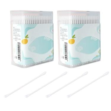 Imagem de Kisangel 400 peças de cotonetes de algodão para bebês com pontas duplas para limpeza de orelhas cotonetes para removedor de maquiagem