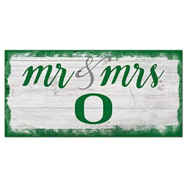 Imagem de Fan Creations NCAA Oregon Ducks Unissex University of Oregon Script Mr & Mrs Sign, Cor da equipe, 6 x 12