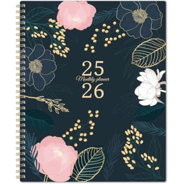 Imagem de Agenda mensal 2025-2026 - Agenda mensal/calendário 2025-2026, julho de 2025 a dezembro de 2026, 23 cm x 28 cm, abas de meses, bolsos frente e verso, licitação dupla, feriados, páginas de anotações