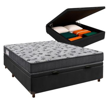 Imagem de Conjunto Cama Box Bau Preto Casal + Colchão D33 Iso100 Ortobom
