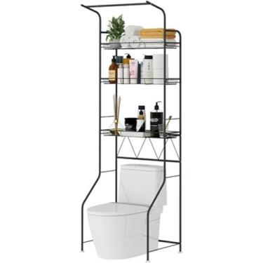 Imagem de Toalheiro, toalheiro, prateleira de vaso sanitário, multifuncional, banheiro, armazenamento, torre, prateleira de lavatório, rack de armazenamento com barra de toalha, espaço Savitothree_browse-bin