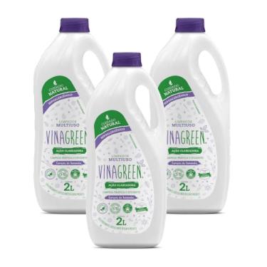 Imagem de 3 Limpador Uso Geral 2l Hipoalergênico Elimina Mau Cheiro Fungos Clareador Desengordurante Cozinha Banheiro Piso Limpeza Balcão (Campos de Lavanda)