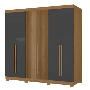 Imagem de Guarda Roupas Casal Detalhe Ripado 3D Com 6 Portas 2 Gavetas Londres