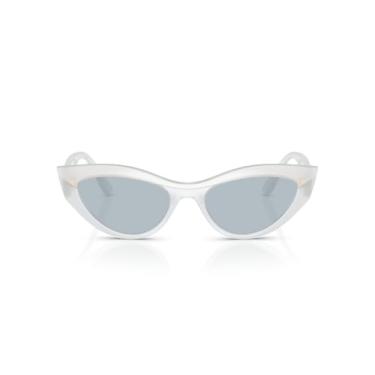 Imagem de Vogue Eyewear Óculos de sol feminino VO5637SU com ajuste universal, top branco/opala leite/azul claro espelhado prata, 52 mm, Top branco/opala leite/azul claro espelhado prata, 52 mm