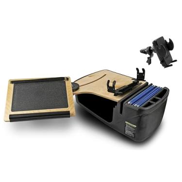 Imagem de AutoExec AE-RDFS-PS-VC-11M Reach Desk banco dianteiro carro mesa e estação de trabalho portátil com suporte para impressora e clipe de ventilação do telefone, natural