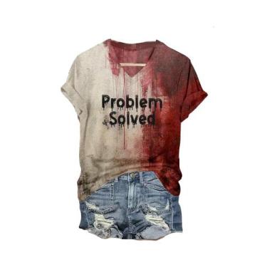 Imagem de Camiseta Generic Problem Solved Halloween Print Bloody - Marca Própria