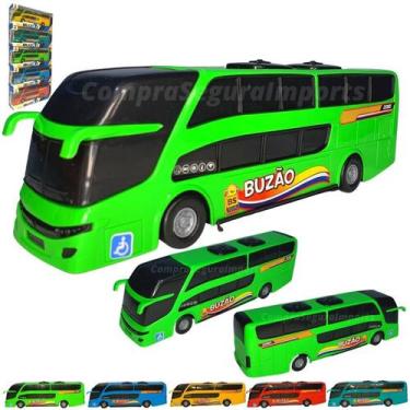 Imagem de Ônibus De Brinquedo Plástico 24,5cm Buzão Realista - Europio, Verde