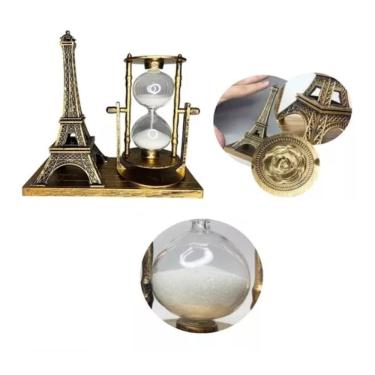 Imagem de Enfeite Torre Eiffel Com Ampulheta Decoracao Mesa Escritorio