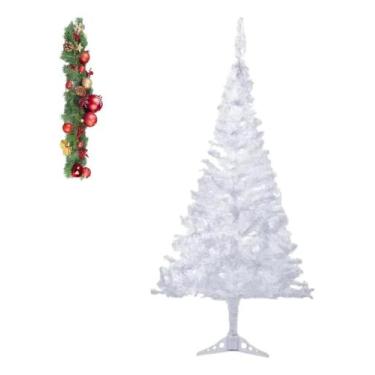 Imagem de Árvore Natal 60cm Branca Papai Noel Festas Mesa Escritório - Luzes nat