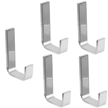 Imagem de Kit Cabide Gancho 5 Peças Toalhas Banheiro Quadrado Pendurar Parede - 