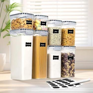 Imagem de Potes Herméticos Plásticos para Alimentos Kit 8 Unidades, Tampa Vedante, Livre de BPA, Uso em Micro-ondas e Freezer, Organização de Cozinha, Ideal para Grãos e Especiarias, Prático, Saudável e Durável