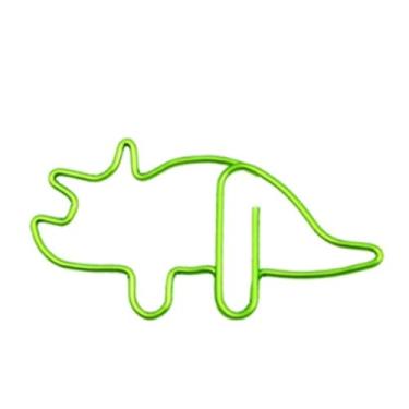 Imagem de 50 peças Tricerátopo verde Clipe de papel em forma de dinossauro mini clipes de papel fofos acessórios ideia presentes para leitura de livros documentos biblioteca escolar notas escritório casa mesa