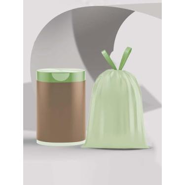 Imagem de Sacos de lixo ultra fortes com cordão, 4 galões, sem fragrância, pequenos sacos de lixo, 30 peças verde claro