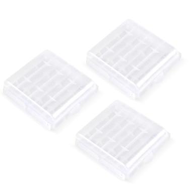 Imagem de 3 caixas de armazenamento com suporte de baterias, estojo de armazenamento de bateria de plástico para 4 pilhas AA ou 5 Aaa, organizador de bateria transparente, capa protetora de caixa de bateria