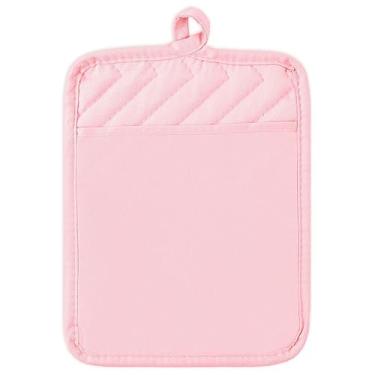 Imagem de Suportes de panela rosa com bolso algodão rosa resistente ao calor laváveis na máquina luvas de forno potholder almofadas quentes multiuso almofadas de cozinha massa para cozinhar cozinha assar 18 x
