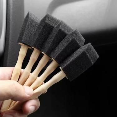 Imagem de 5 peças de escova de limpeza de ventilação de ar do carro, ferramenta de remoção de interiores para grelhas de ar condicionado limpador de esponja com design flexível