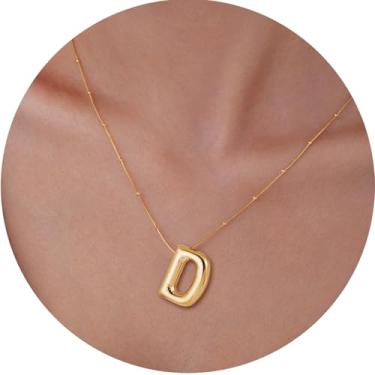 Imagem de Colar com pingente de inicial 3D, letra A-Z, joia de corrente de cobra, feita de design moderno de aço inoxidável, adequado para mulheres, F, Aço inoxidável, Sem Pedra Preciosa