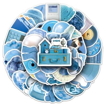 Imagem de 50 peças de adesivos de grafite azul fofos decalques de vinil à prova d'água para garrafas de água, laptops, álbuns de recortes, malas, telefone, para-choques, capacetes, presentes perfeitos
