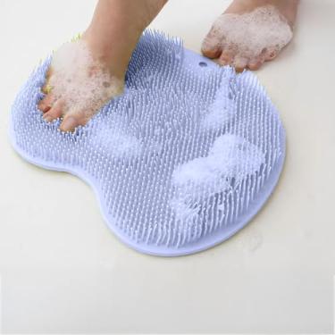 Imagem de Almofada de banho esfoliante para as costas, tapete esfoliante para pés e costas, tapete massageador de pés livres com ventosas antiderrapantes