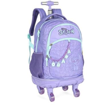 Imagem de Mochila Escolar Rodinhas 360º Stitch Luxcel Original, Roxo