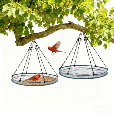 Imagem de Plataforma de argola pendurada para apanhador de sementes de pássaros selvagens – Bandeja para alimentadores de beija-flor, alimentadores de abelhas ao ar livre (verde, 2 pacotes com 24)