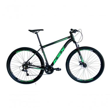 Imagem de Bicicleta Aro 29 Ksx Sd7 21v Cabos Internos Alumínio Freios A Disco Garfo Suspensão Preto Verde Tamanho 15