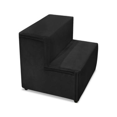 Imagem de Escada Pet Cachorro Estofada Escadinha Veludo Agnes Preto