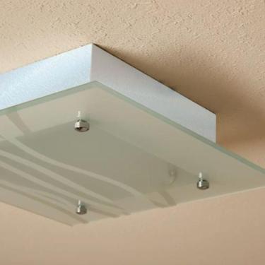 Imagem de Lustre Plafon de vidro Sobrepor Para 02 Lâmpadas quadrado 30cm X 30cm 