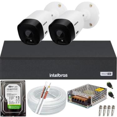 Imagem de kit 2 câmeras de segurança monitoramento intelbras Completo