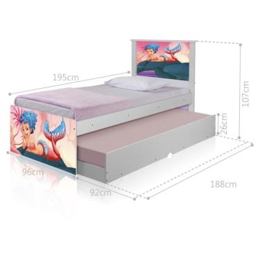 Imagem de Bicama Juvenil Adesivada Sereia nas Pedras com Colchões