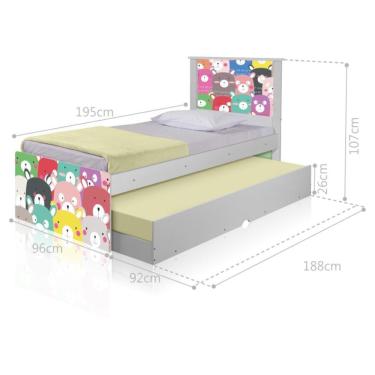 Imagem de Bicama Juvenil Adesivada Ursinhos Coloridos com Colchões