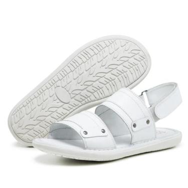 Imagem de Sandália Masculino em Couro Linha Conforto D'janú - 3000 - Branco, 44