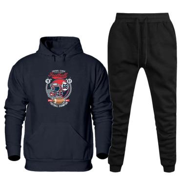 Imagem de Conjunto Moletom Plus Size Tamanho Grande Canguru Capuz Estampado Com Calça Basica Cordao Ajustavel