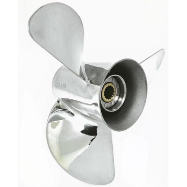 Imagem de WONENGDA Hélice externa de aço inoxidável 13x19 compatível com motor Mercury 40-140 HP, dente de 15 estrias, RH