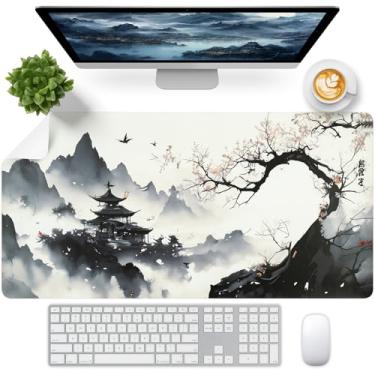 Imagem de FreeNook Tapete de mesa estilo japonês, tapete de mesa para mesa, mouse pad de couro, tapete de teclado impermeável, tapete de computador antiderrapante, teclado e mouse pad para decoração de