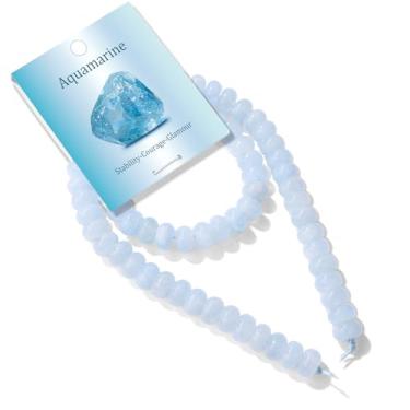 Imagem de GolbalJew Contas Rondelle de pedra natural de 5 x 8 mm para fabricação de joias, água-marinha, espaçador plano, abaco, miçanga para pulseira faça você mesmo, colar, artesanato, kits de contas de