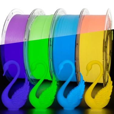 Imagem de iSANMATE Pacote de filamentos de impressora 3D, filamento que brilha no escuro multicolorido, verde, azul e roxo, filamento PETG 1,75 mm, precisão dimensional +/- 0,03 mm, pacote com 1 kg x 4
