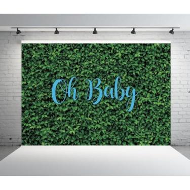 Imagem de Oh Pano de fundo de folhas verdes para meninos decoração de chá de bebê 2,1 x 1,5 m, vegetação, natureza, primavera, safári, gramado, rústico, festa de gravidez, menino, revelação de gênero, faixa de