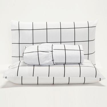 Imagem de Jogo De Lençol Minimalist Solteiro 2 Peças Percal 180 Fios Macio - Branco
