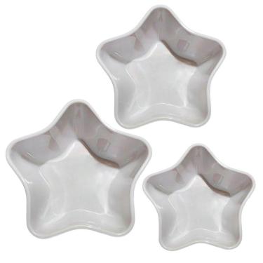 Imagem de Jogo De Tigelas Melamina Branca Estrela 3 Peças