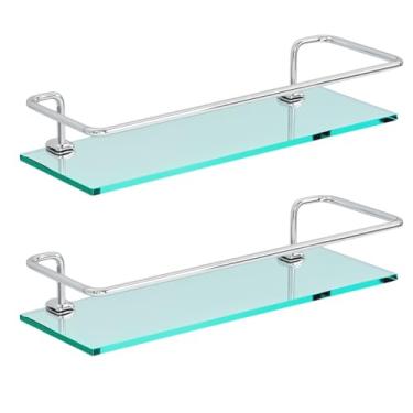 Imagem de Kit 02 Porta Shampoo Suporte De Banheiro Shampoo Reto Vidro 6mm Acompanha Parafusos