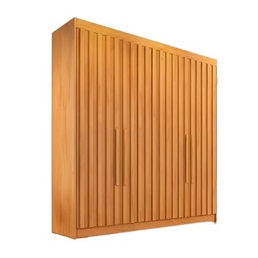 Imagem de Guarda Roupa Casal 4 Portas 3 Gavetas Potente Ripado Peroba